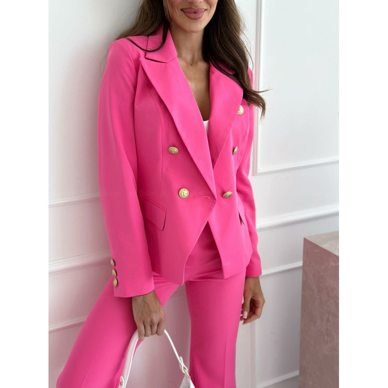 Women's Elegant Blazer Suit with Golden Button Details Lune London