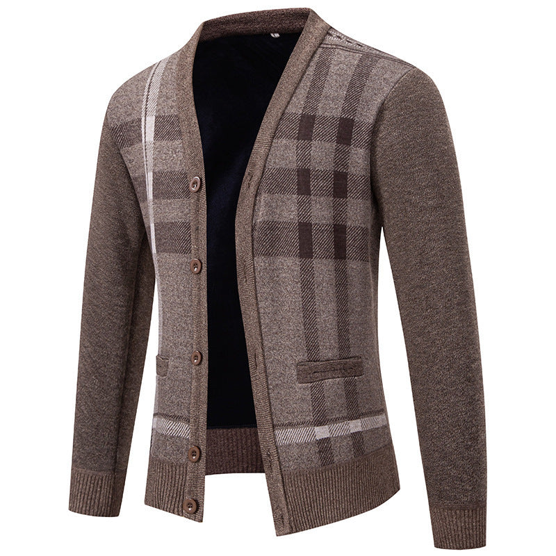Men's knit jacket with an elegant checkered pattern from Lune London