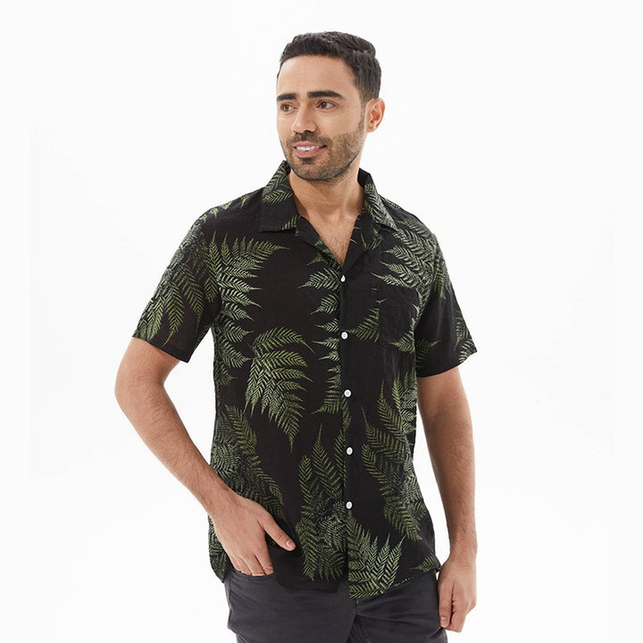 Short sleeve shirt for men with tropical leaf design Lune London