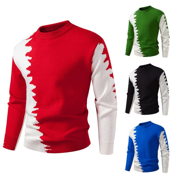 Men's knitted sweater with an asymmetrical colorful design and high comfort Lune London
