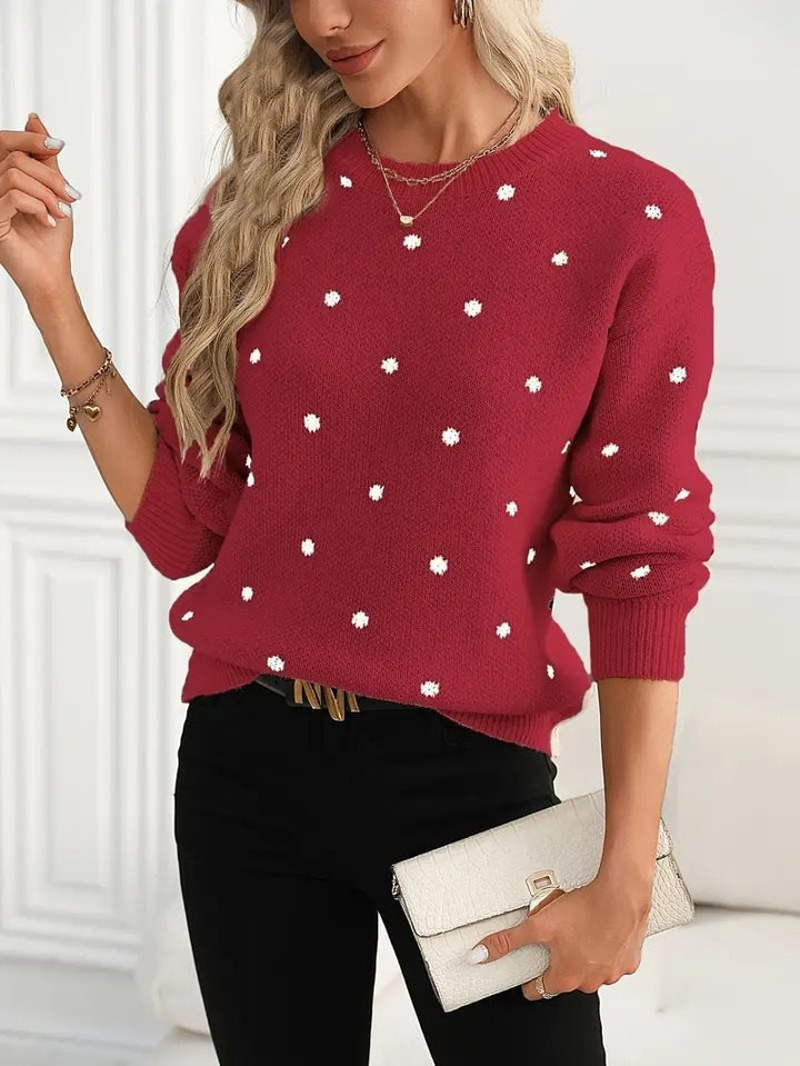Knit patterned sweater for women with crew neck and relaxed fit Lune London