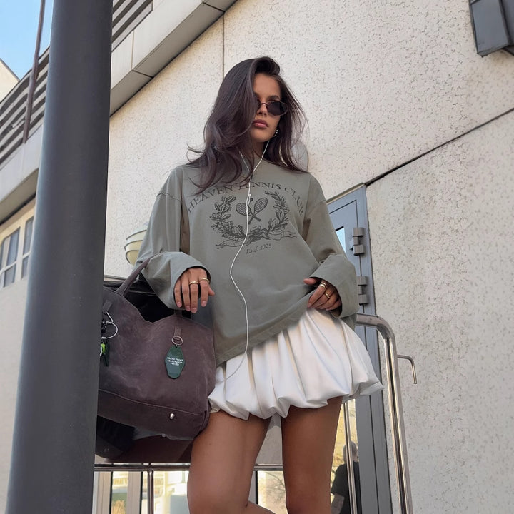 Casual long sleeve t-shirt for women with a chic and stylish creative print design