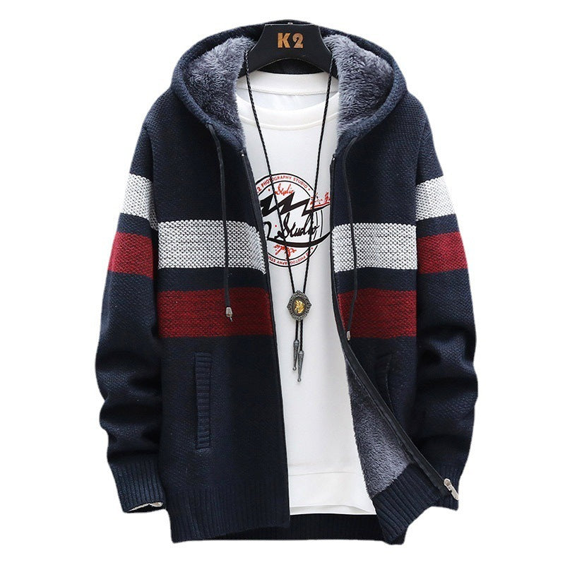 Men's fleece hoodie with high collar and Lune London structure