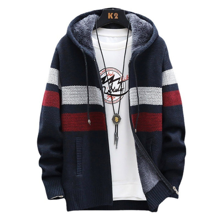 Men's fleece hoodie with high collar and Lune London structure