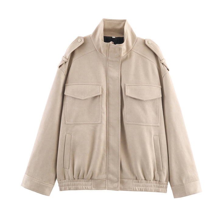 Trendy utility jacket for women with practical pockets and high collar Lune London
