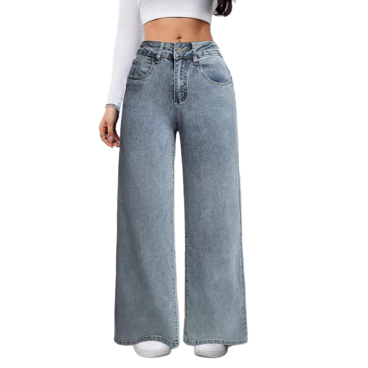 Ladies wide-cut vintage-style jeans with high waistband and casual look Lune London