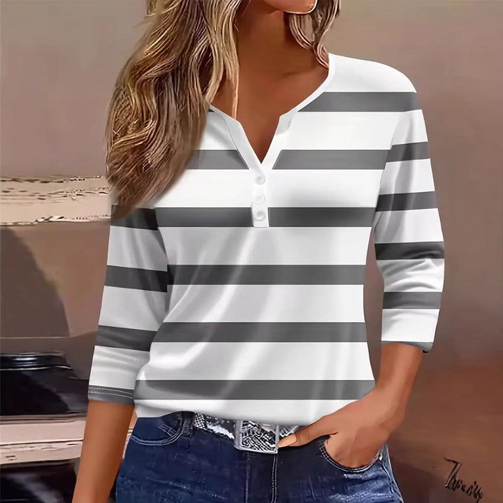Chemise à manches longues pour femmes avec rayures bleu marine Chic & Stil