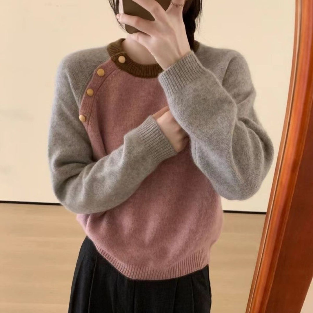 Pull en tricot confortable pour femmes avec de gros boutons Chic & Stil