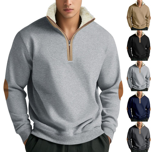Fleece pullover for men with high collar and zipper Lune London
