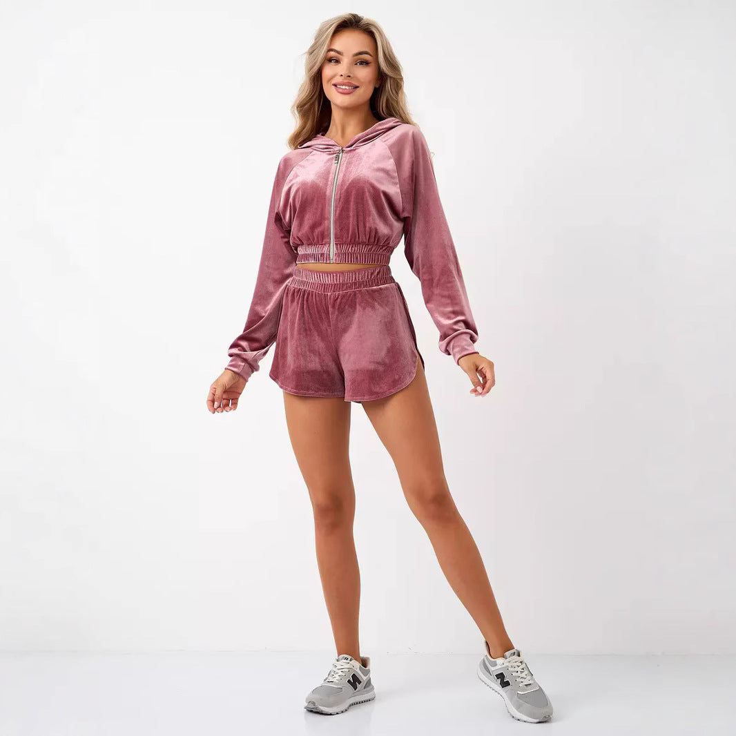 Ladies elegant Fleece-Hoodie with high collar and zipper Lune London