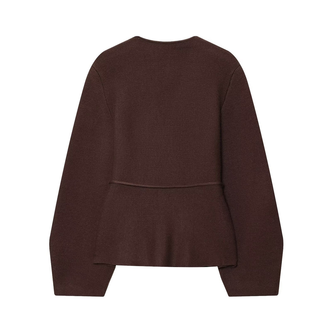 Knitted women's jacket with an elegant fit and a V-neck Lune London