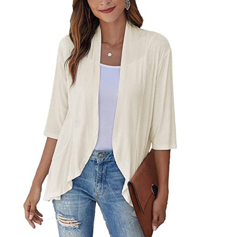 Women’s Light Chiffon Jacket with Open Fronts and 3/4 Sleeves Lune London
