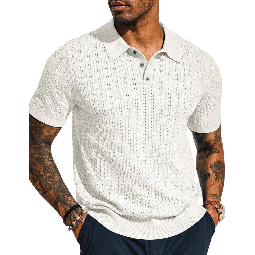 Men's polo with textured design and short sleeves Lune London