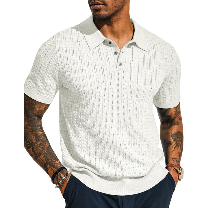 Men's polo with textured design and short sleeves Lune London