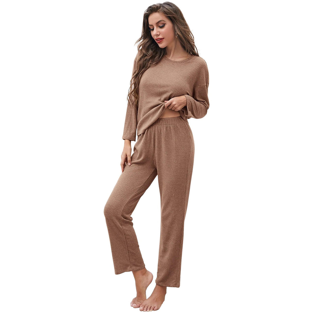 Women's Casual Long Sleeve Pajama Set with Elastic Waistband and Soft Fabric Chic und Stil