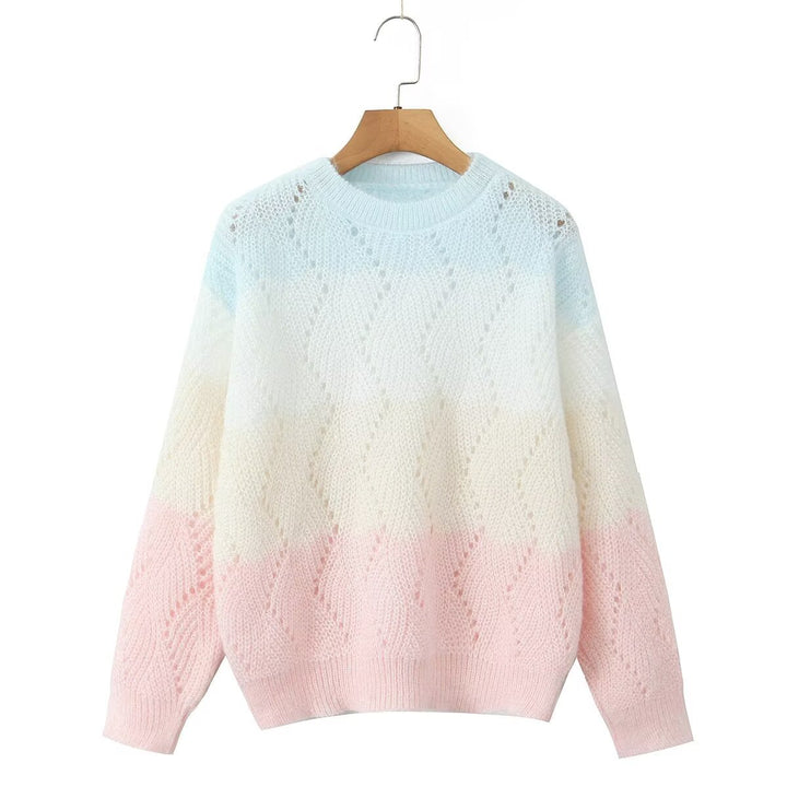 Knitted sweater for women with a modern wave pattern and soft color gradients Lune London