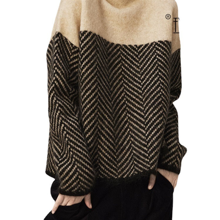 Comfortable knitted sweater for women with a trendy zigzag pattern Lune London