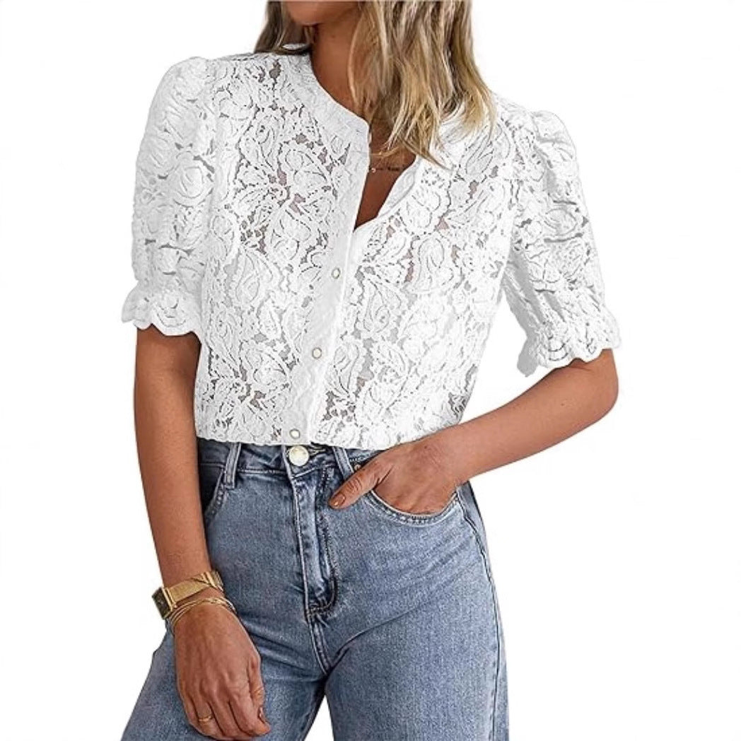 Lune London women's lace overlay blouse