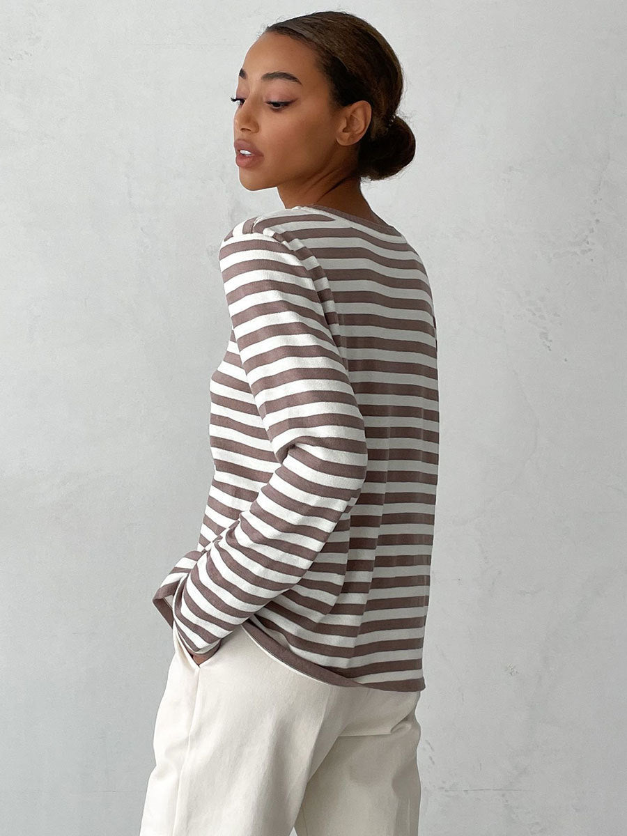 Casual knit pullover for women with striped pattern and loose fit Lune London