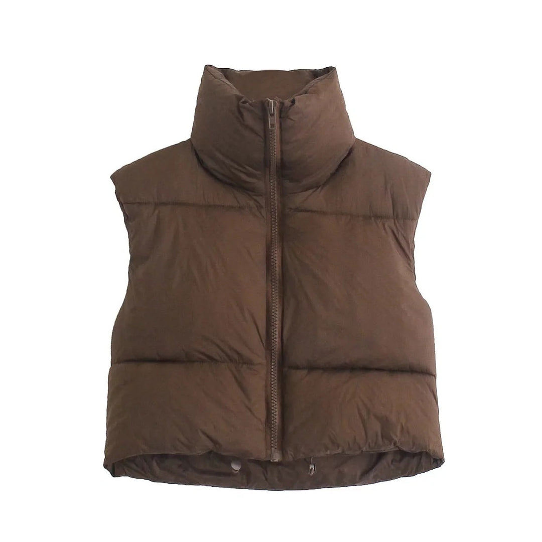 Ladies short quilted jacket with high collar Lune London
