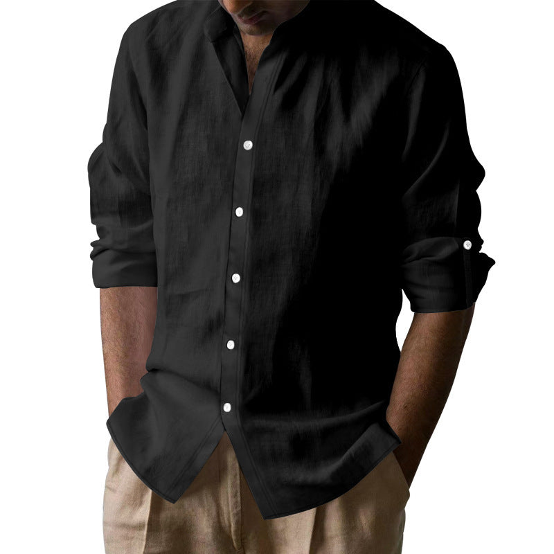 Casual long-sleeve shirt for men with Henley collar in breathable material Lune London