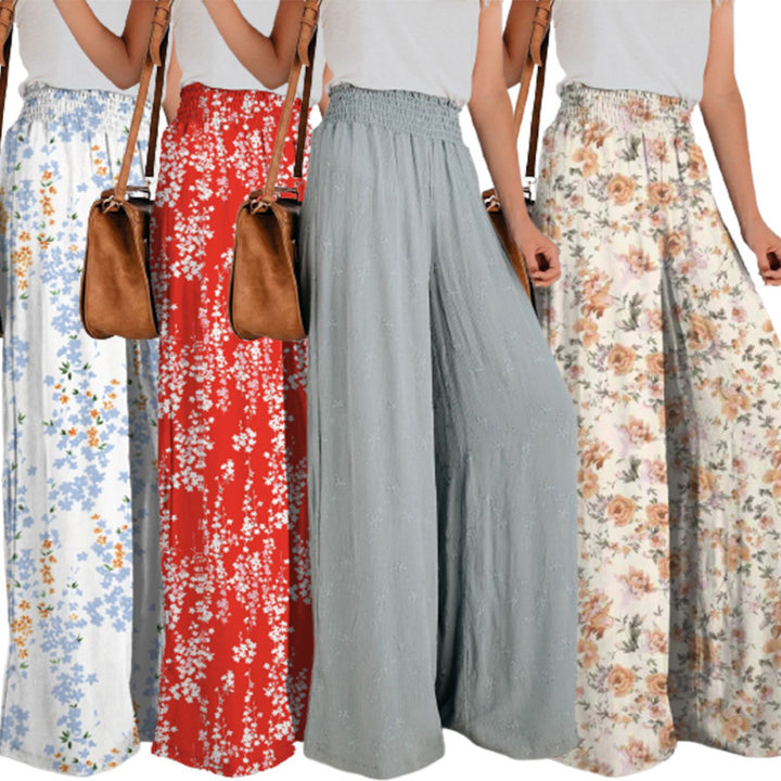Lune London Floral Print Wide Leg Trousers for Women