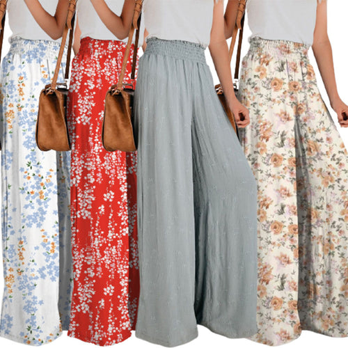 Lune London Floral Print Wide Leg Trousers for Women
