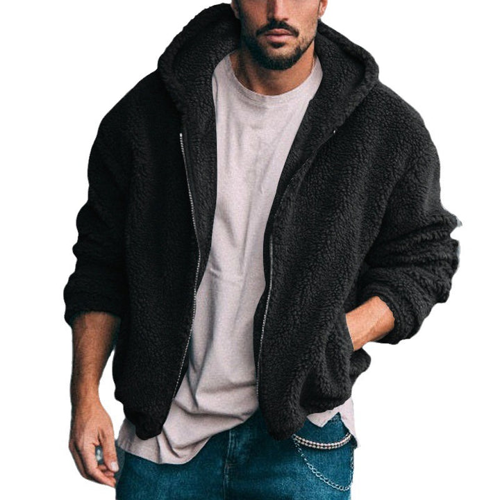 Soft fleece jacket for men with high collar and practical zipper Lune London