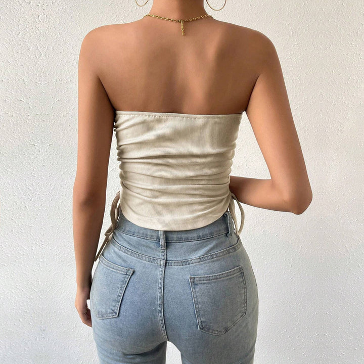 Top bustier for women with decorative ruffle details and tie straps Chic & Stil