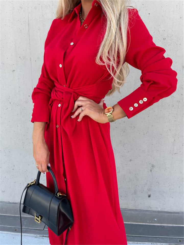 Lune London | Women's Shirt Dress with Tie Belt and Side Slit