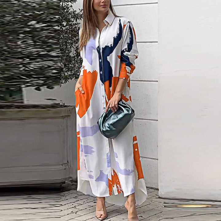 Lune London Women's Long Dress with Artistic Print
