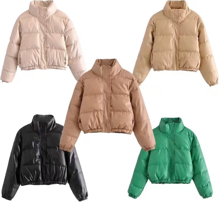 Short quilted jacket for women with high collar and elastic edges Lune London