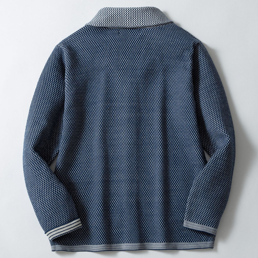 Men's knitted jacket with elegant button details and a wide shawl collar Lune London