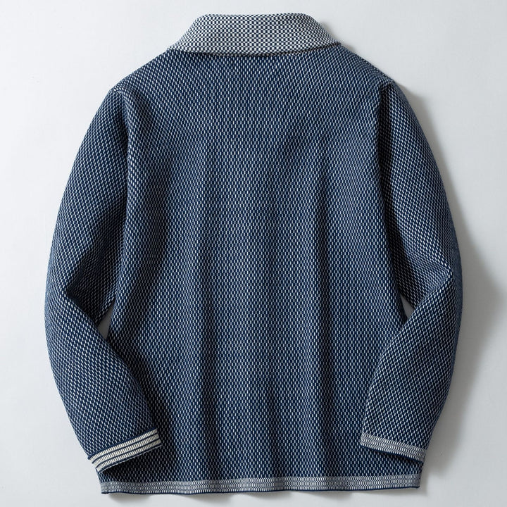 Men's knitted jacket with elegant button details and a wide shawl collar Lune London