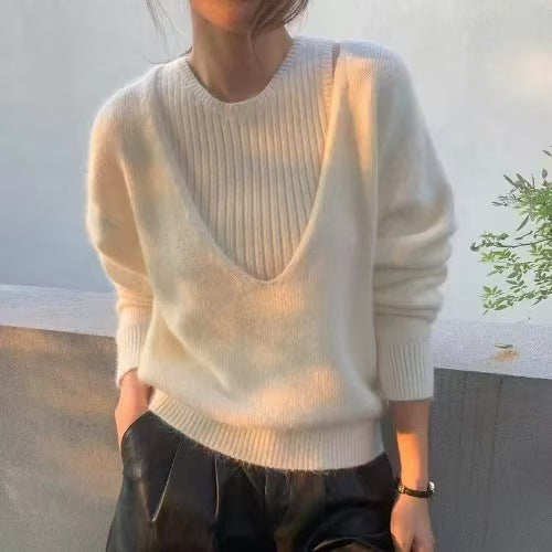 Pull décontracté pour femmes avec col en V et design texturé Chic & Stil