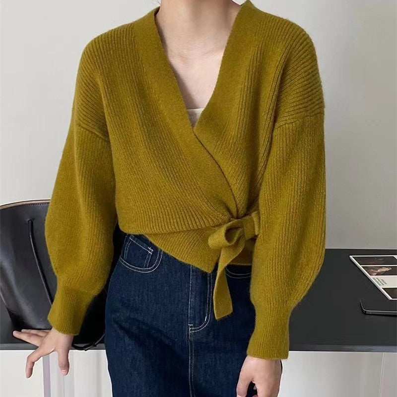 Women's wrap jacket with wide sleeves and a knot at the waist Lune London