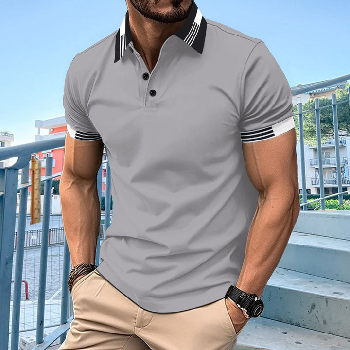 Elegant short-sleeved polo for men with contrasting piping Lune London