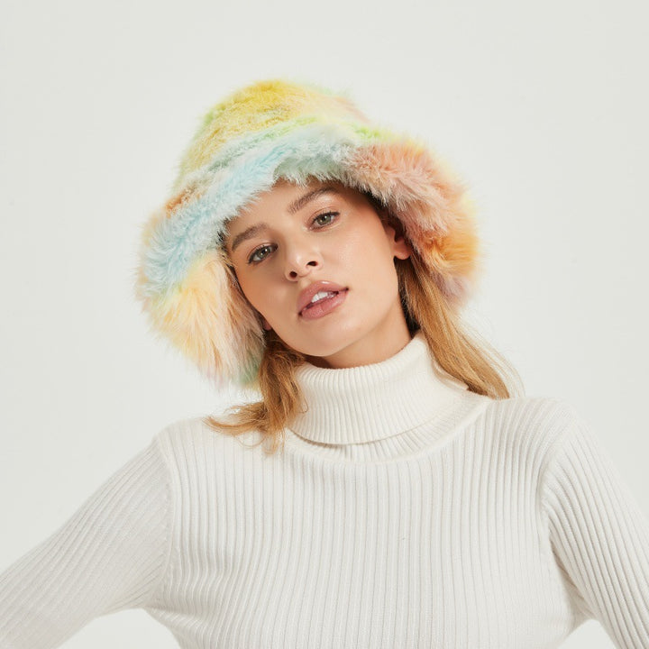 Trendy Faux Fur Hat for Women with Gradient Colors Lune London