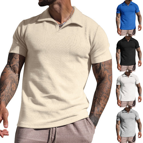 Men's Short Sleeve Polo with Textured Design and Modern Collar Lune London