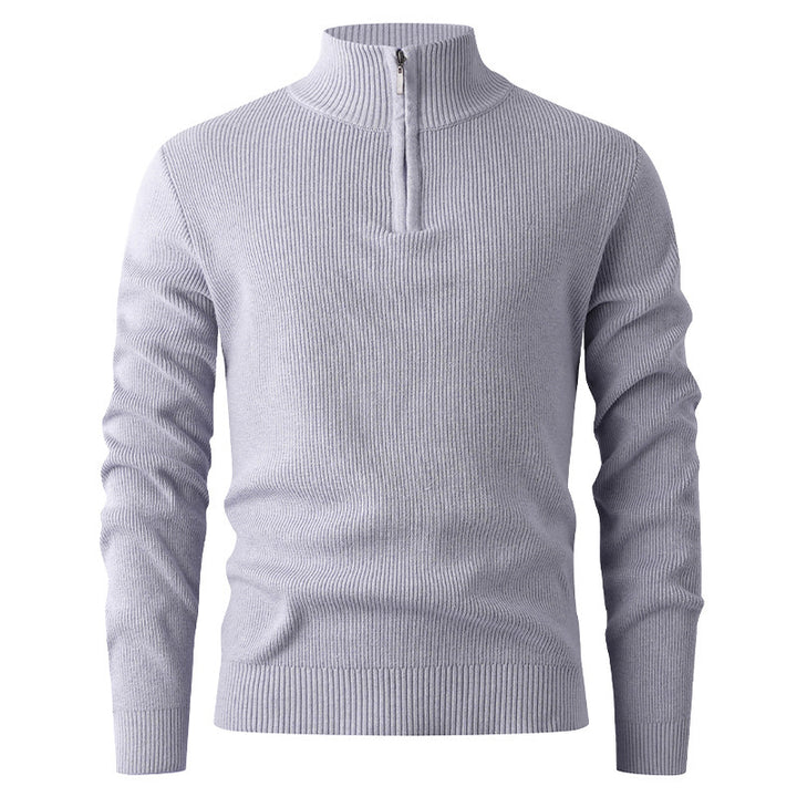 Knit sweater for men with half-zip closure and ribbed structure Lune London