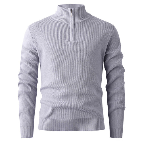 Knit sweater for men with half-zip closure and ribbed structure Lune London