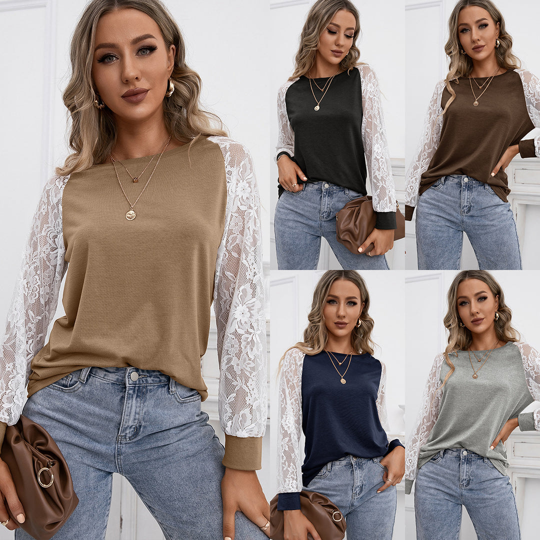 Women's top with lace sleeves and relaxed fit Lune London