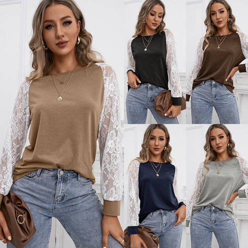 Women's top with lace sleeves and relaxed fit Lune London
