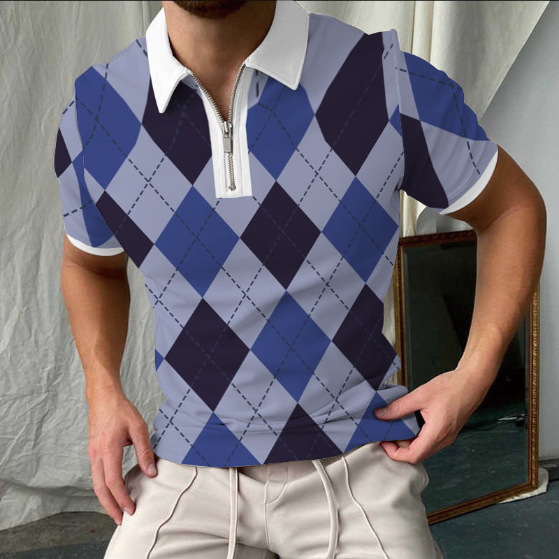 Chic und Stil elegant short-sleeved checkered polo shirt for men