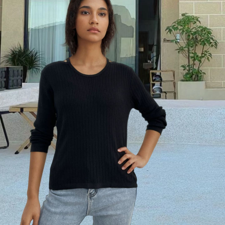 Casual ribbed knit sweater for women Lune London