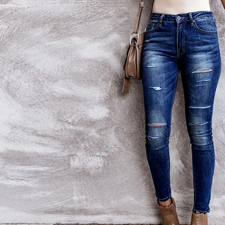 Skinny jeans for women with trendy rips Lune London