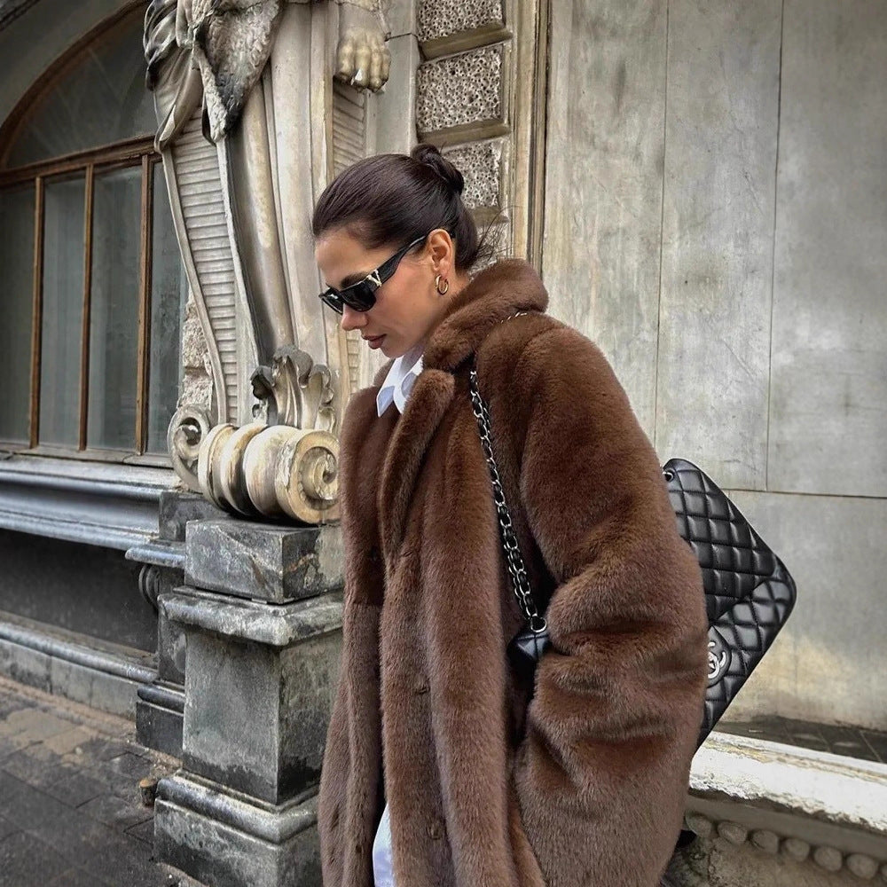 Ladies Plush Oversize Fur Coat Lune London