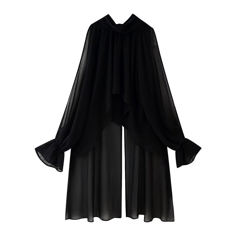 Women's Elegant Chiffon Cape with Voluminous Sleeves Lune London