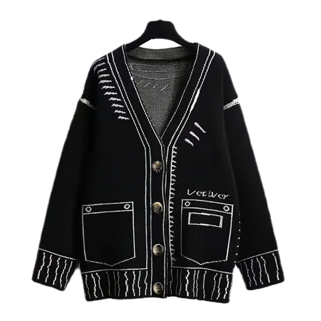 Knit jacket for women with a unique graphic design and high-quality button details Lune London