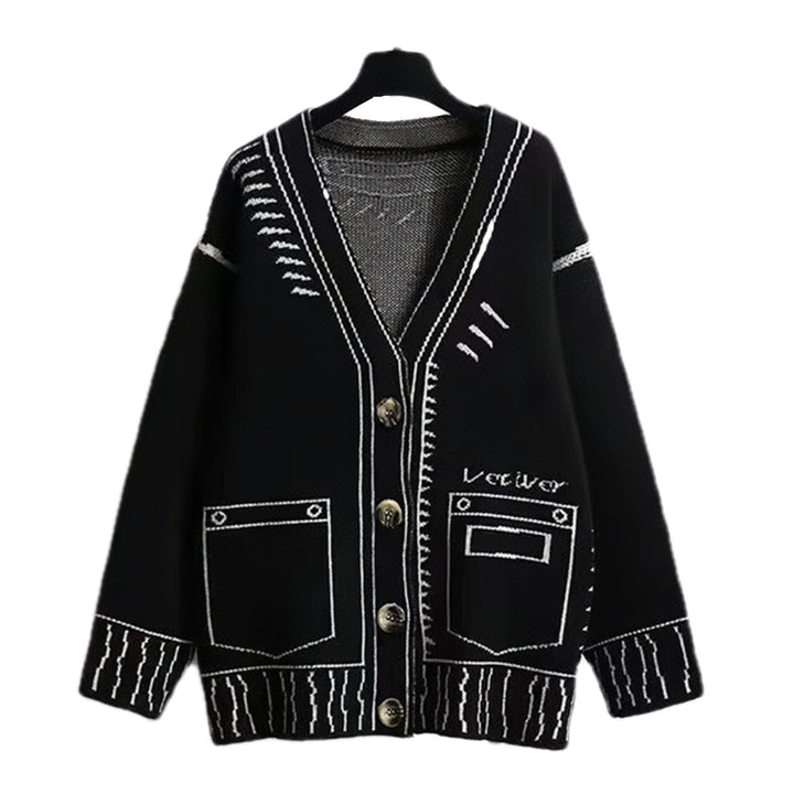 Knit jacket for women with a unique graphic design and high-quality button details Lune London
